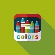 crayons flat icon with long shadow eps10 N37