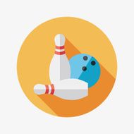 Bowling game flat icon with long shadow N5