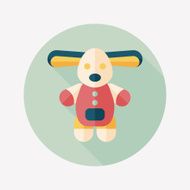 toy dog flat icon with long shadow eps10 N4