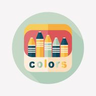 crayons flat icon with long shadow eps10 N39