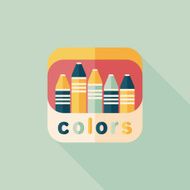 crayons flat icon with long shadow eps10 N41