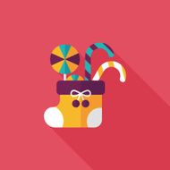 Christmas stocking flat icon with long shadow eps10 N29