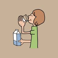 boy drinking glass of milk cartoon