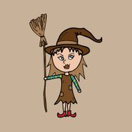 Little witch with broom