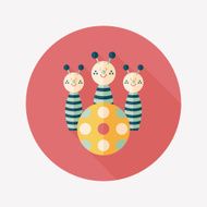 Bowling toy flat icon with long shadow eps10 N14