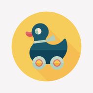 duck toy flat icon with long shadow eps10 N17