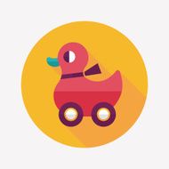 duck toy flat icon with long shadow eps10 N18