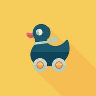 duck toy flat icon with long shadow eps10 N19