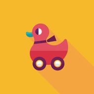 duck toy flat icon with long shadow eps10 N20