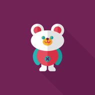 teddy bear flat icon with long shadow N40