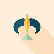 Balancing bird flat icon with long shadow N16