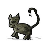 child&#039;s drawing of a halloween cat