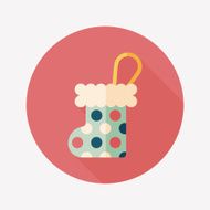 Christmas stocking flat icon with long shadow EPS 10 N25