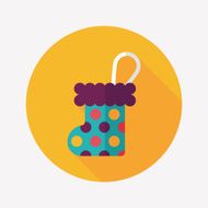 Christmas stocking flat icon with long shadow EPS 10 N26