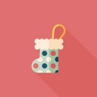 Christmas stocking flat icon with long shadow EPS 10 N27