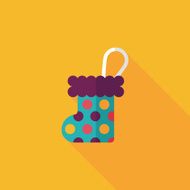 Christmas stocking flat icon with long shadow EPS 10 N28