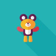 teddy bear flat icon with long shadow N47