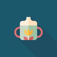 Baby bottle flat icon with long shadow EPS 10 N70