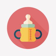 Baby bottle flat icon with long shadow EPS 10 N72