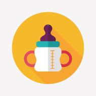Baby bottle flat icon with long shadow EPS 10 N73
