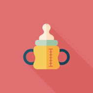 Baby bottle flat icon with long shadow EPS 10 N74