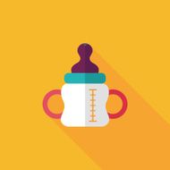 Baby bottle flat icon with long shadow EPS 10 N75