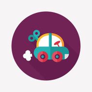 toy car flat icon with long shadow N65