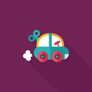 toy car flat icon with long shadow N67
