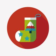Christmas stocking flat icon with long shadow eps10 N35