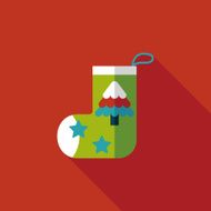 Christmas stocking flat icon with long shadow eps10 N36