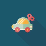 toy car flat icon with long shadow N70