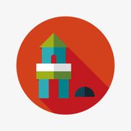 brick house flat icon with long shadow N66