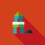 brick house flat icon with long shadow N67