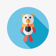 teddy bear flat icon with long shadow N48