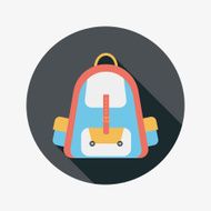 backpack flat icon with long shadow N15