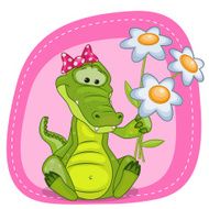 Crocodile with flowers