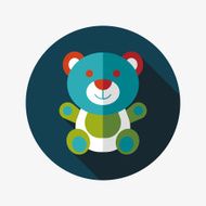 teddy bear flat icon with long shadow N52