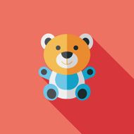 teddy bear flat icon with long shadow N53