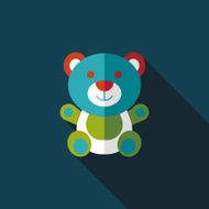 teddy bear flat icon with long shadow N54