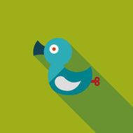 duck toy flat icon with long shadow eps10 N23