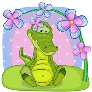 Crocodile with flowers N2