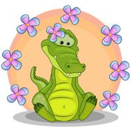 Crocodile with flowers N3