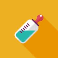 Baby bottle flat icon with long shadow EPS 10 N86