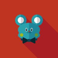 teddy bear flat icon with long shadow N55