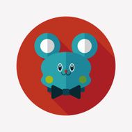 teddy bear flat icon with long shadow N57