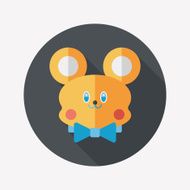 teddy bear flat icon with long shadow N58