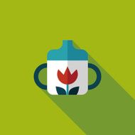 Baby bottle flat icon with long shadow EPS 10 N90