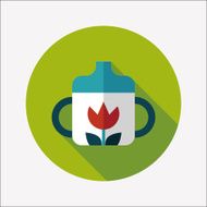 Baby bottle flat icon with long shadow EPS 10 N92