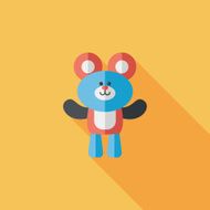 teddy bear flat icon with long shadow N60
