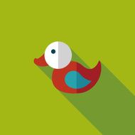 duck toy flat icon with long shadow eps10 N24